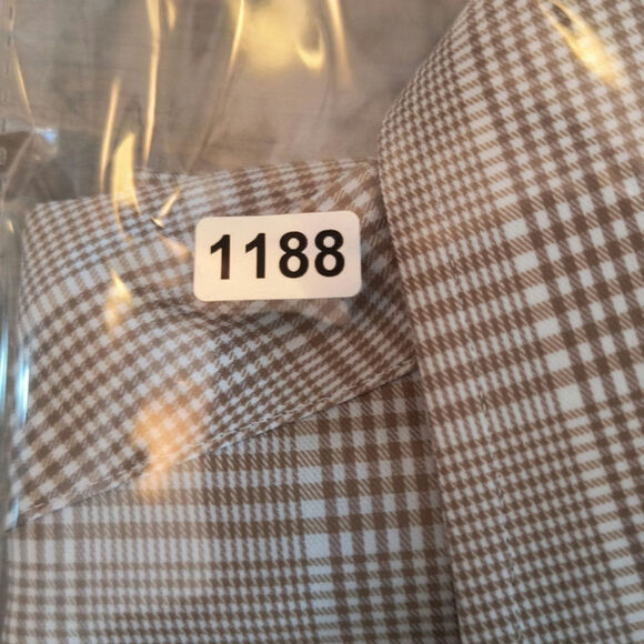 Lauren Ralph Lauren Black Label Button Down Shirt Men's Sz XL 17 Slim Tan Check - Picture 11 of 11